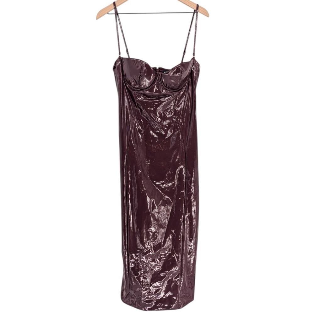 Babyboo Amala Cherry Lacquer Patent Midi Dress L NWT - Picture 2 of 4